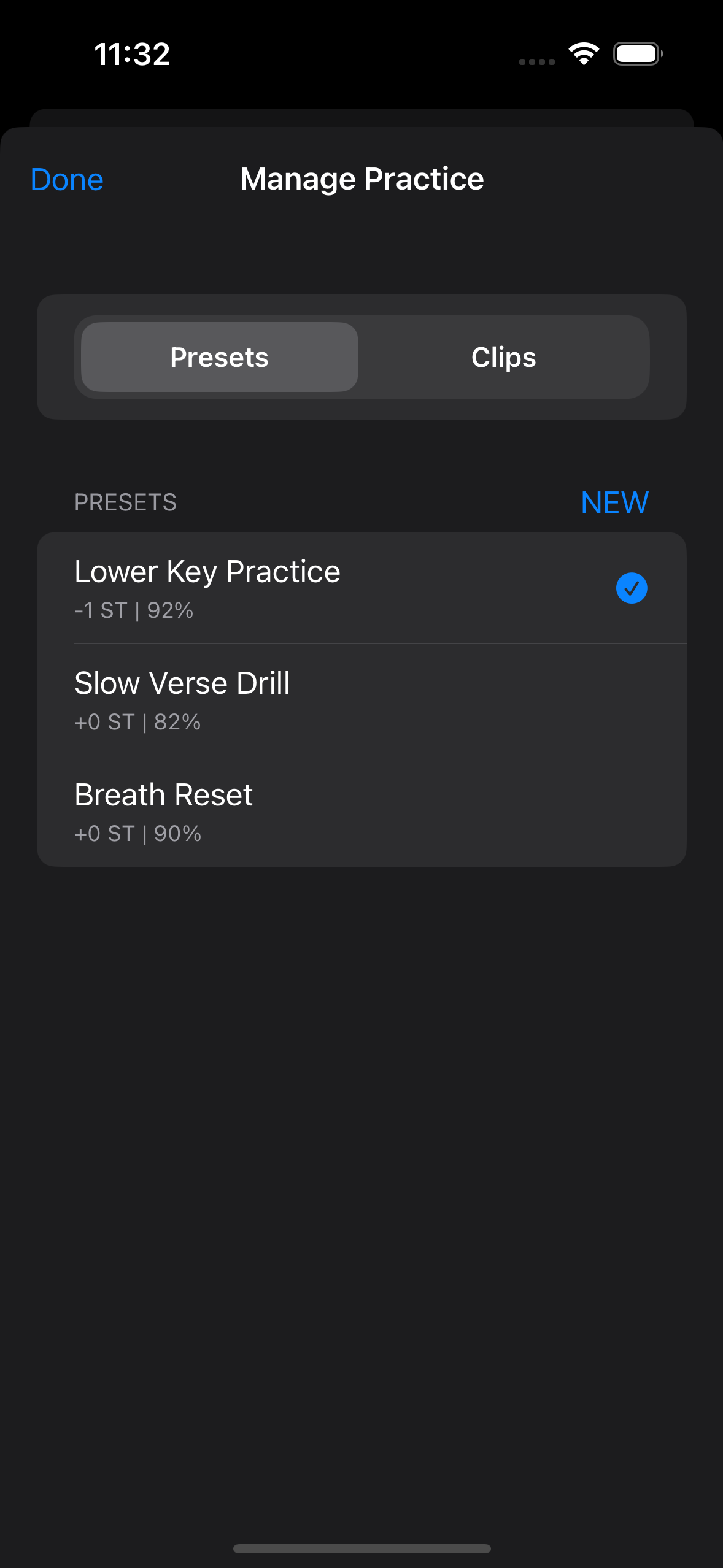 Reusable presets