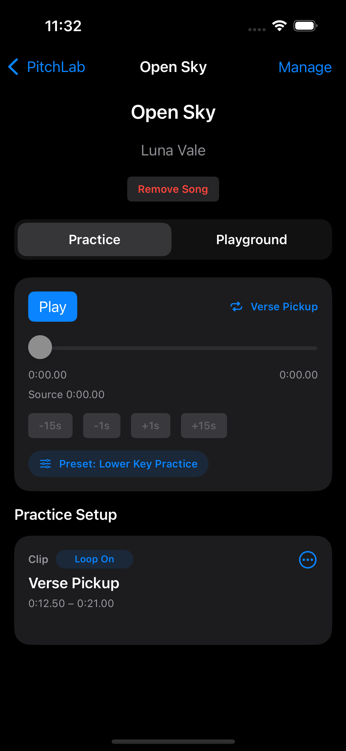 Practice with a preset and clip active